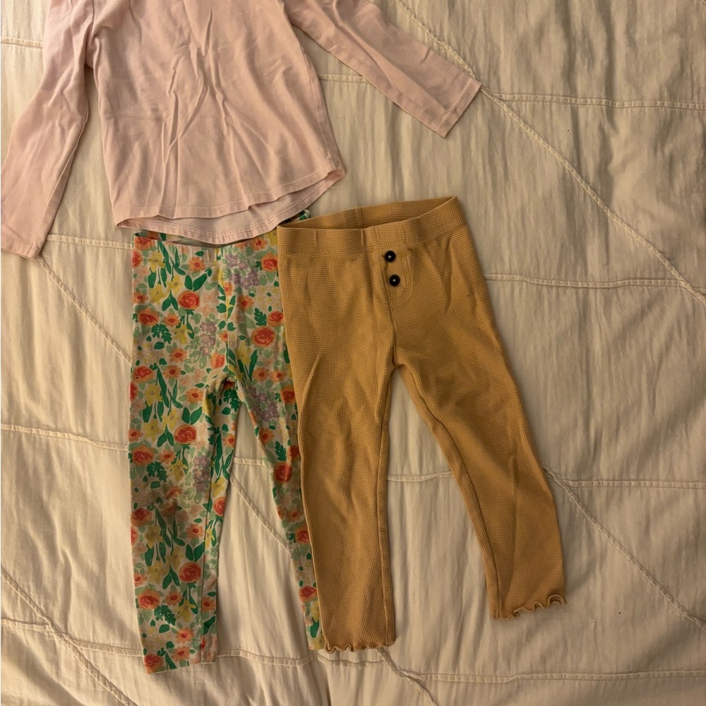 Floral and Mustard Kids Leggings Set